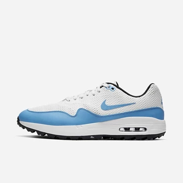 Nike Air Max 1 Golf Cipő Férfi Fehér Sötétszürke Platina Kék | HU4256633