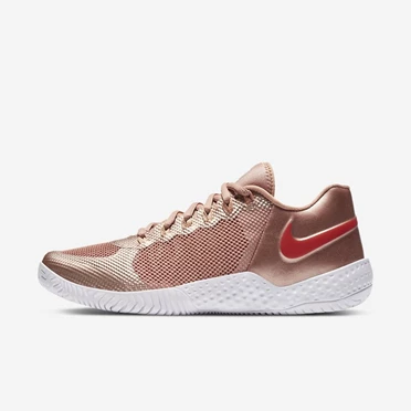 Nike NikeCourt Flare 2 Teniszcipő Női Metal Piros Barna Rózsaszín Arany Fehér Piros | HU4257359