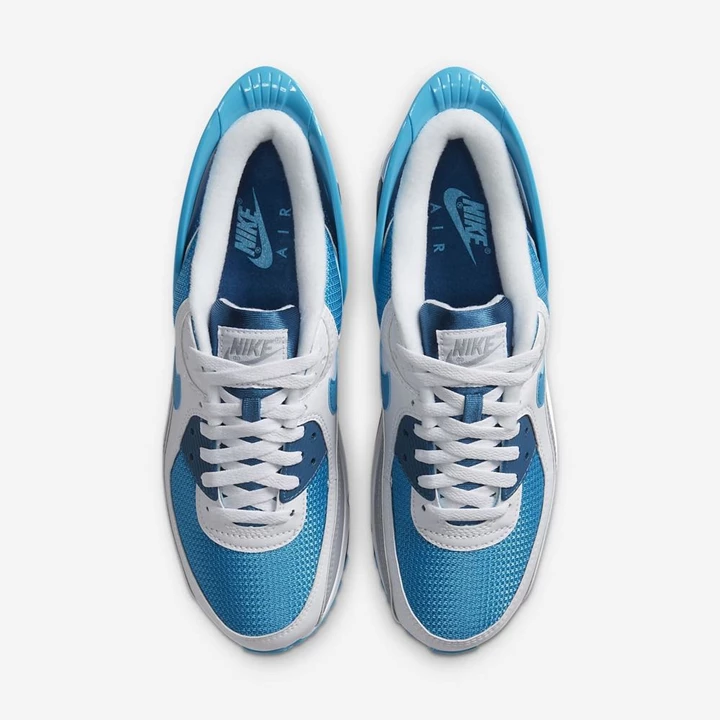 Nike Air Max 90 Tornacipő Férfi Fehér Fehér Kék Kék | HU4257857