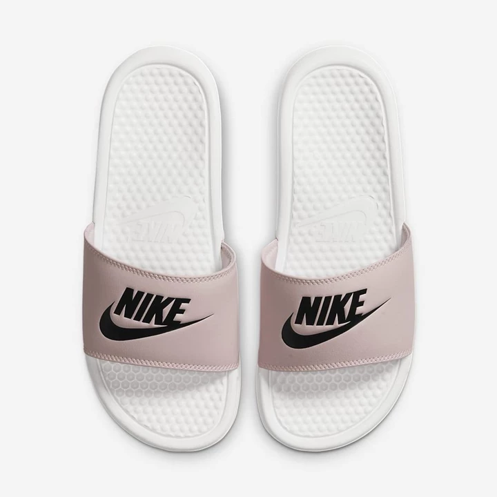 Nike Benassi JDI Papucs Női Fehér Rózsaszín Fekete | HU4256431