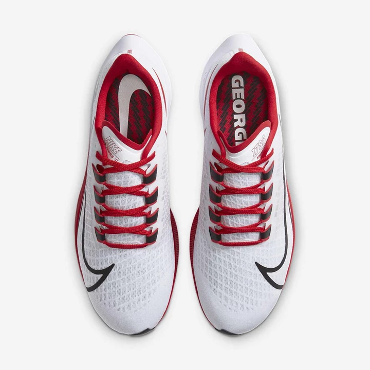 Nike College Zoom Pegasus 37 Futócipő Férfi Fehér Platina Piros Fekete | HU4257463