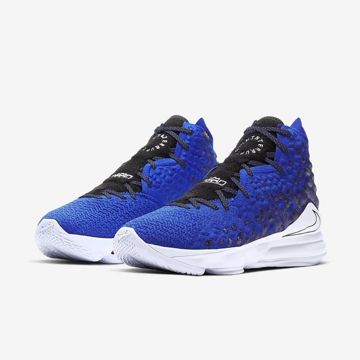 Nike LeBron 17 Kosárlabda Cipő Női Kék Fekete Fehér | HU4257063