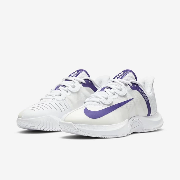 Nike NikeCourt Air Zoom Teniszcipő Női Fehér Szürke Lila | HU4258514