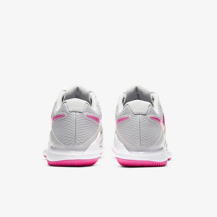 Nike NikeCourt Air Zoom Teniszcipő Női Szürke Fehér Rózsaszín | HU4257171