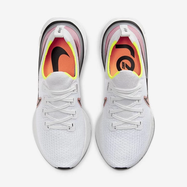 Nike React Infinity Run Flyknit Edzőcipő Férfi Platina Rózsaszín Narancssárga Fekete | HU4256979