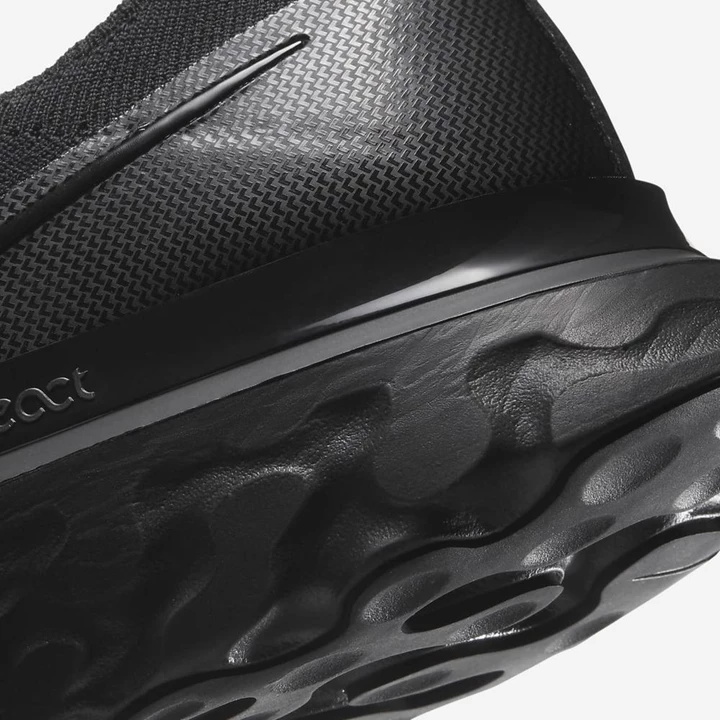 Nike React Infinity Run Flyknit Futócipő Férfi Fekete Fekete Fehér Fekete | HU4256779